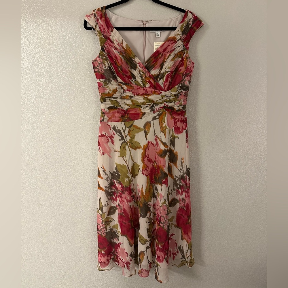 100% Silk Floral Sleeveless Dress